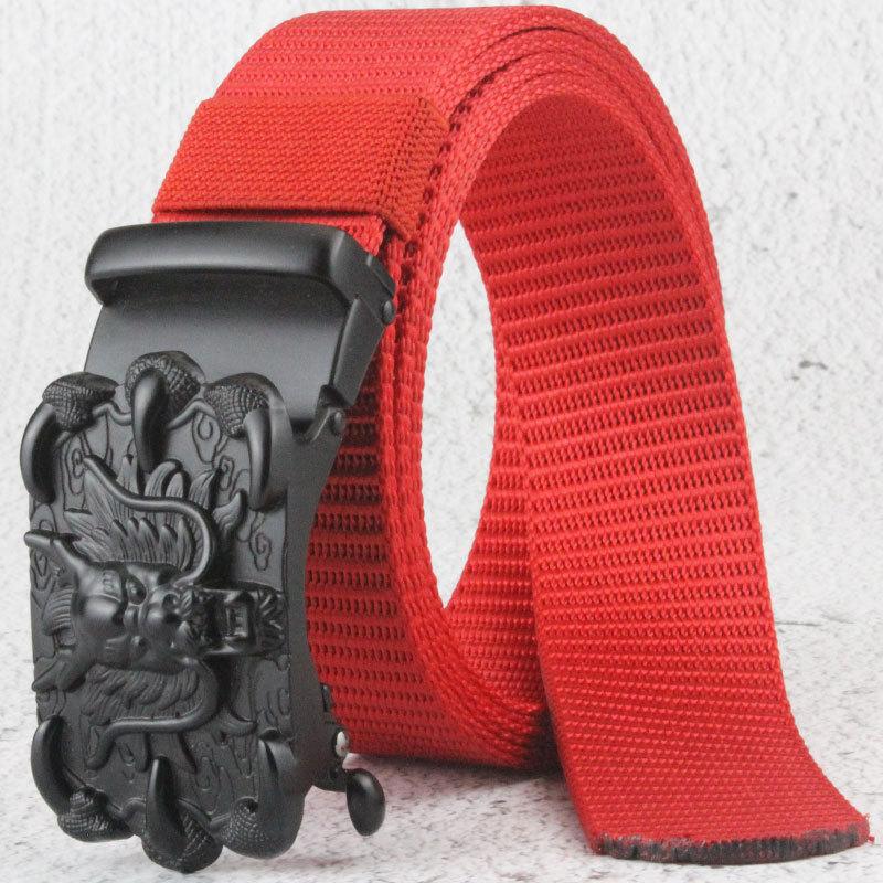 Belt, Men's Automatic Buckle Toothless Business Casual Men's Belt, Young People's Personality Trendy Nylon Canvas