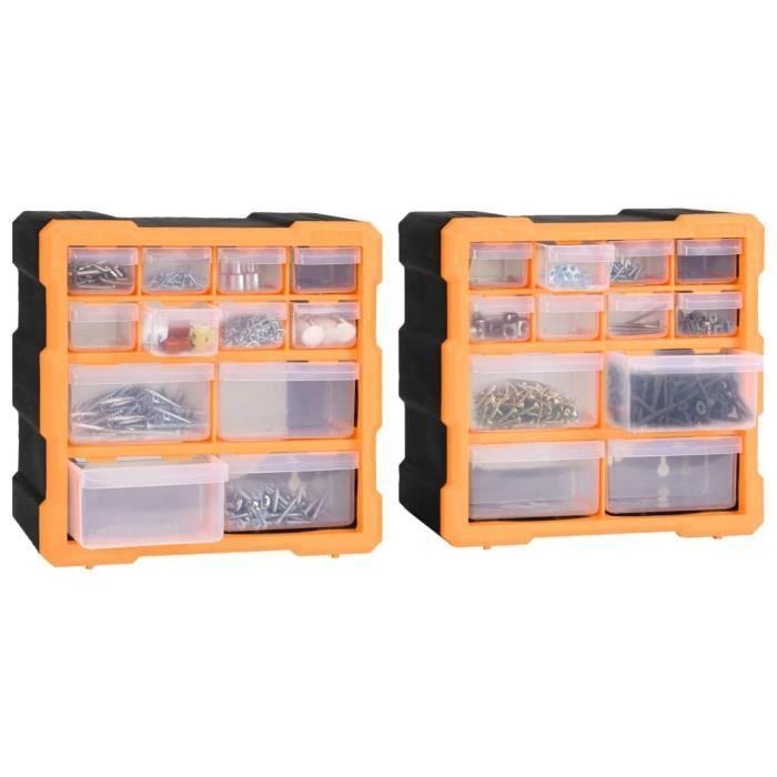 Organisateurs multi-tiroirs - vidaXL - 2 pcs - 12 tiroirs - Plastique - 26,5x16x26 cm