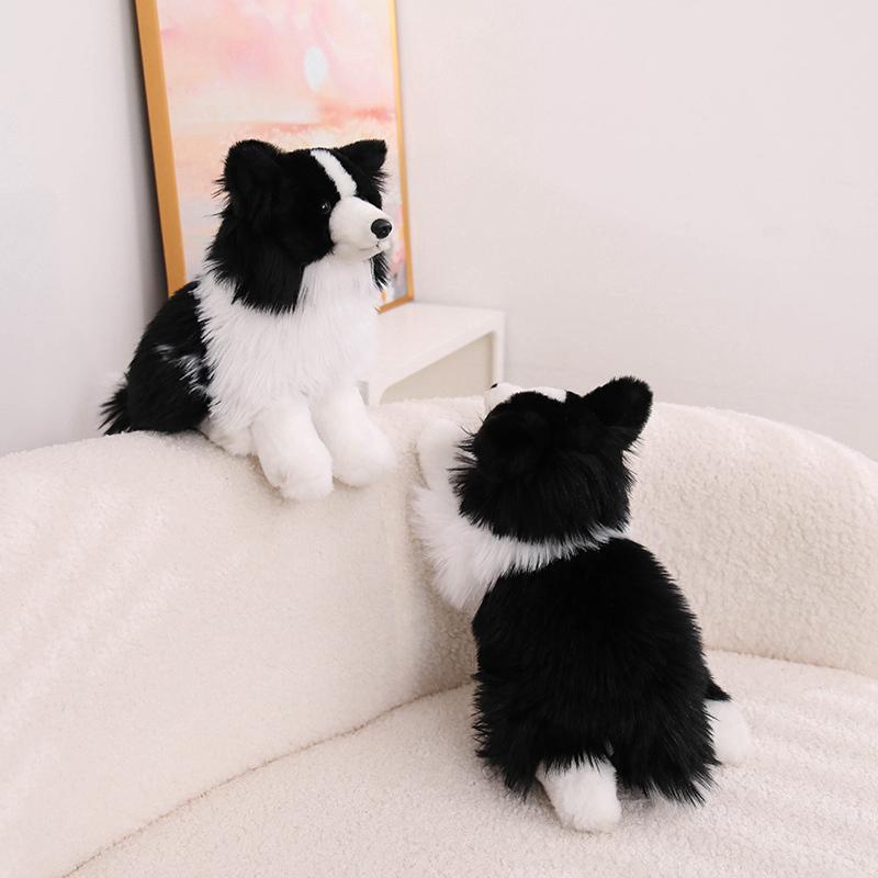Cute Simulated Border Collie Dog Plush Toy Stuffed Sitting Standing Lying Animal Puppy Doll Companion Plushie Gift