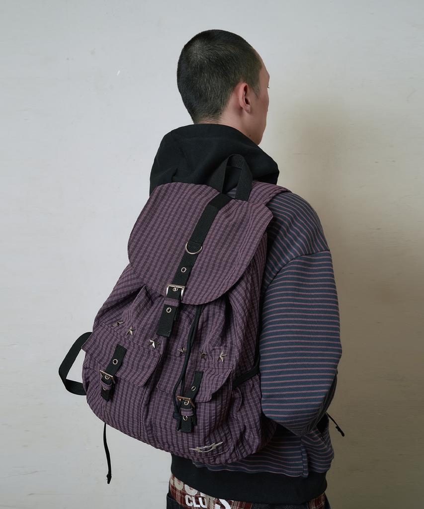 Losers Club Check Star Stud Backpack Purple