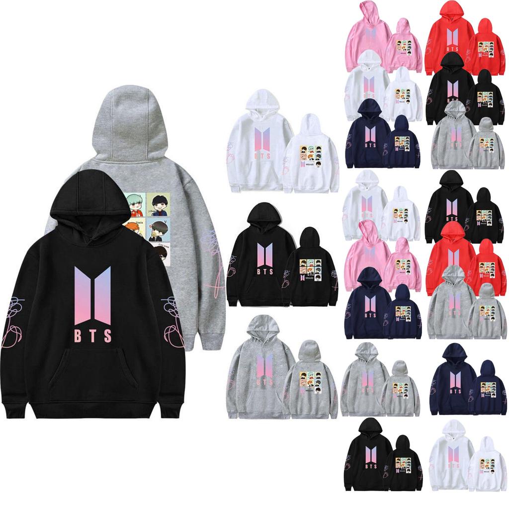 Bts Hoodie With Embroidered Graphic Cotton Fleece For Youth Casual Wear
