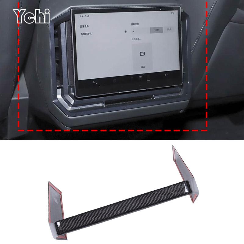Real Carbon Fiber For Tesla Cybertruck Cyberbeast 2026 2026 Car Interior Rear Display Screen Bottom Panel Cover Trim Accessories