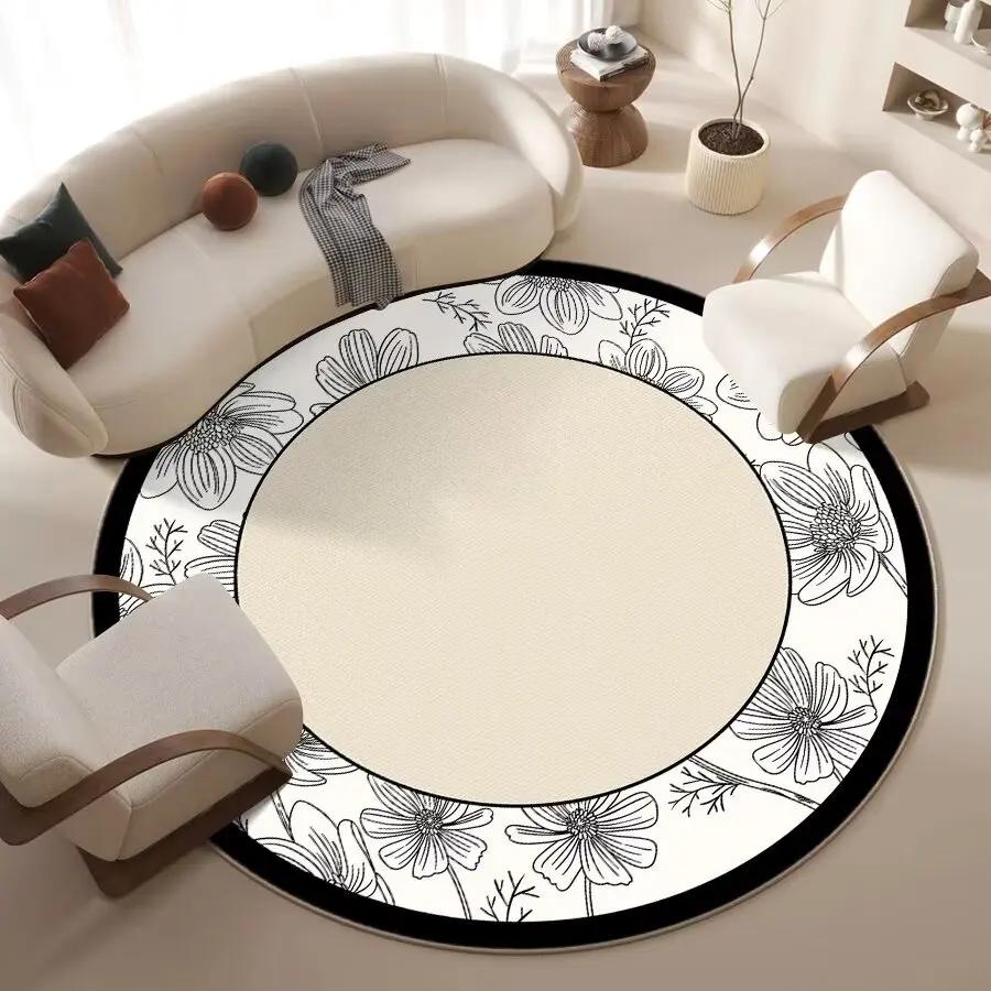 Nordic White Round Carpet Living Room Decoration Fluffy Soft Rugs for Bedroom Bedside Floor Mat Home Washable Non-slip Rug