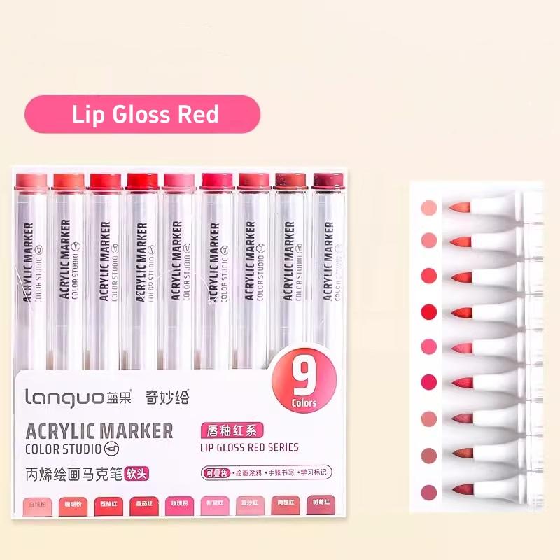 9pcs Color Studio Markers Set Soft Head Brush for Art Painting Drawing Manga Sketch Rocks Fabric