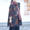 Johnature Women Vintage Corduroy Jackets Print Floral Long Sleeve Coats Spring Button Pockets Chinese Style Jackets