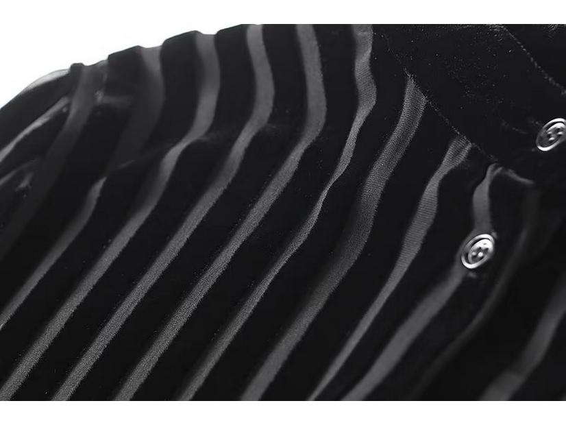 2024 Spring/Summer Black Women's Street Fashion Velvet Drape Cardigan - Long-Sleeved Shirt