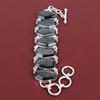 Faceted silver sheen obsidian bracelet gemstone jewelry 925 sterling silver bracelet adjustable chain bracelet handmade bracelet for gifts