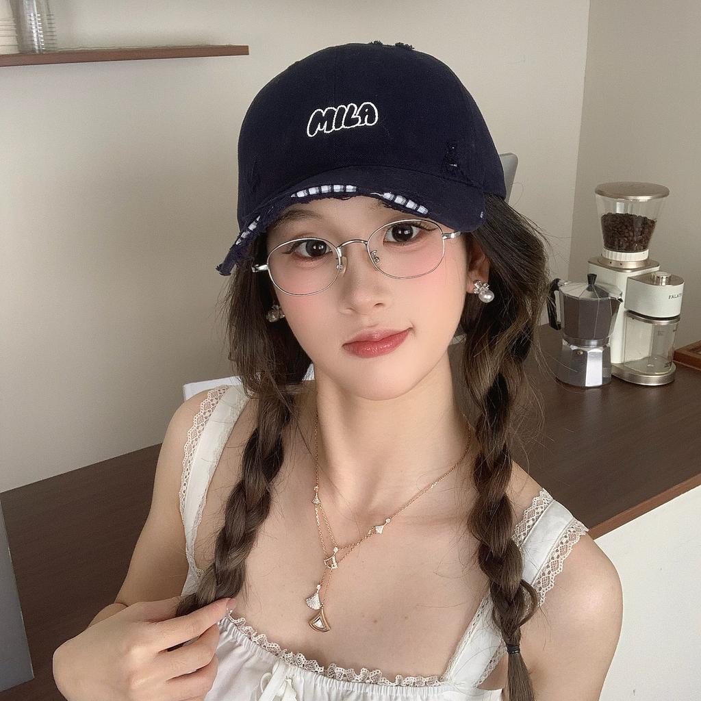 Letter Embroidered Baseball Cap Women'S Spring And Summer Face Small Holes Peaked Cap Versatile High Quality