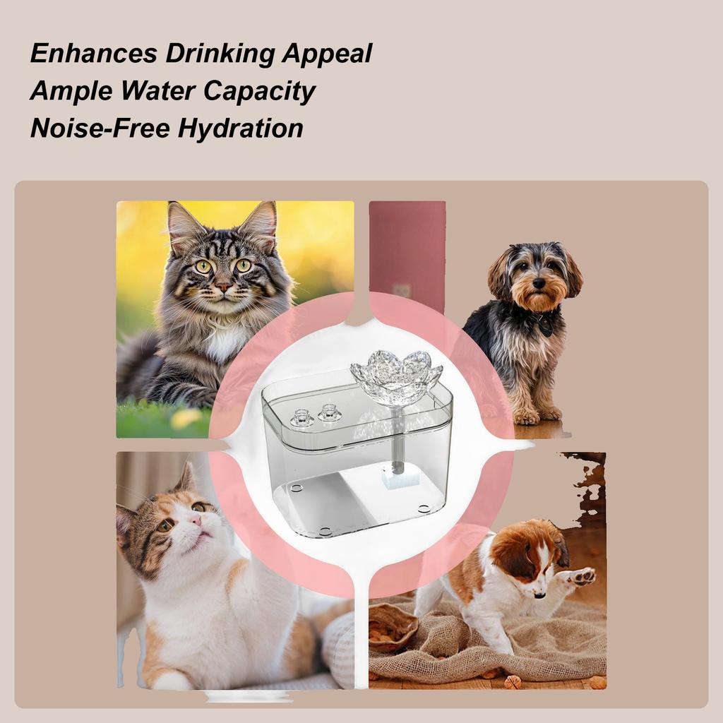 Cat Fountain USB Rechargeable Pet Dispenser Silent Automatic Cat Water Fountain For Indoor Home Kitten Dog