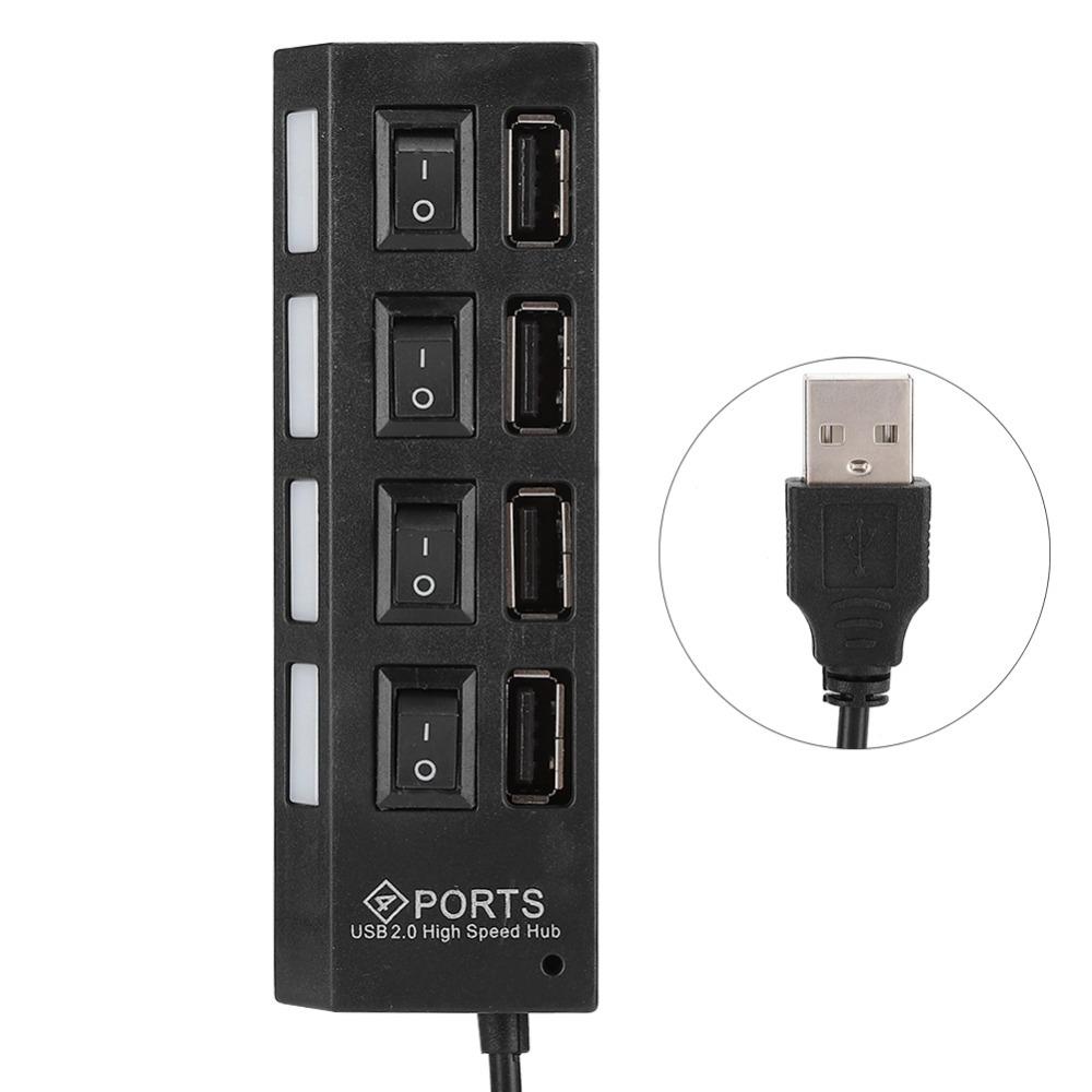 

Plug and Play USB2.0 Hub High Speed Multiport Adapter Black USB2.0 Splitter Keyboard Connection