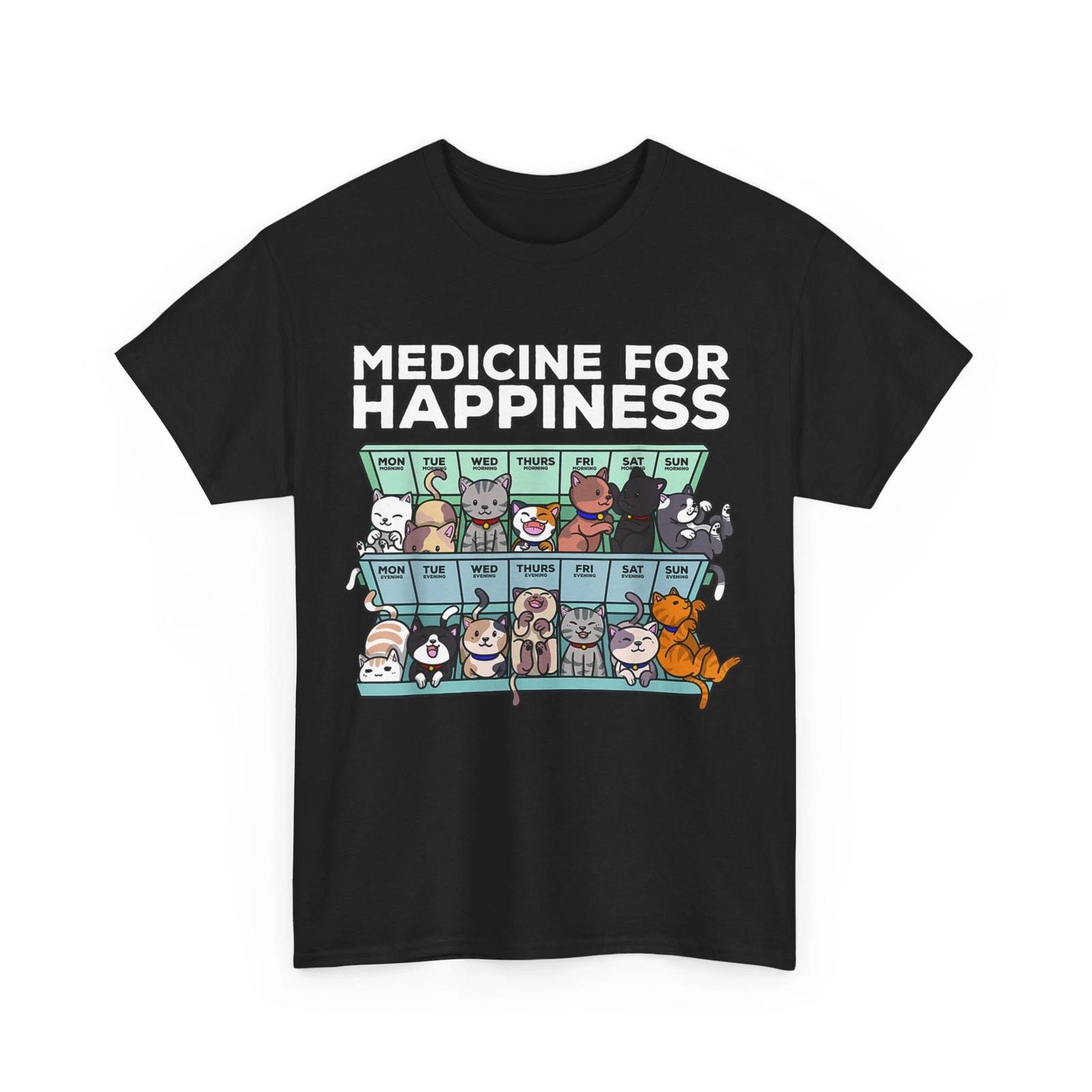 Kitten Lovers My Medicine For Happiness Called Cats Women Men Funny T-Shirt XL