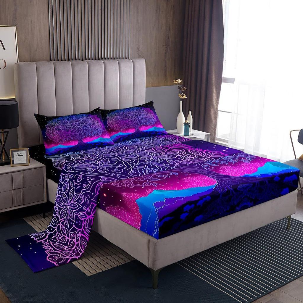 Galaxy Starry Sky Pattern Sheet Four-piece Bedding Set Bedroom Dormitory Bedding Decoration