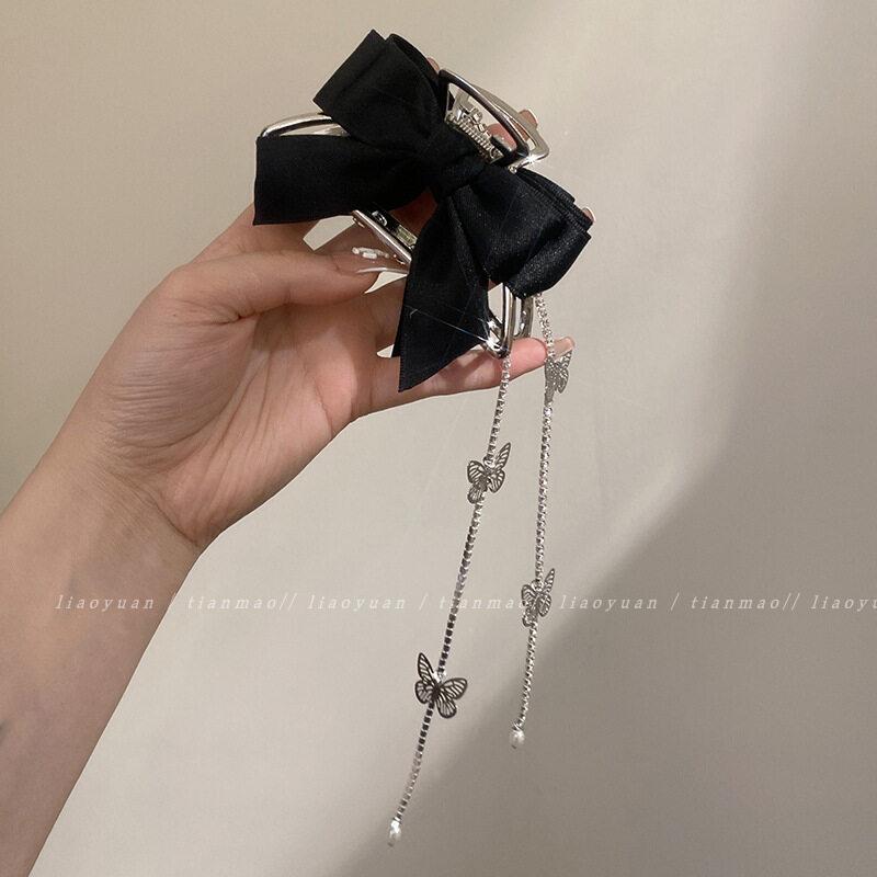 Utsøkt Super Fairy Bow Dusk Hårklør Hårtilbehør Metall Grip Clip Hår Clip Shark Clip på baksiden av hodet