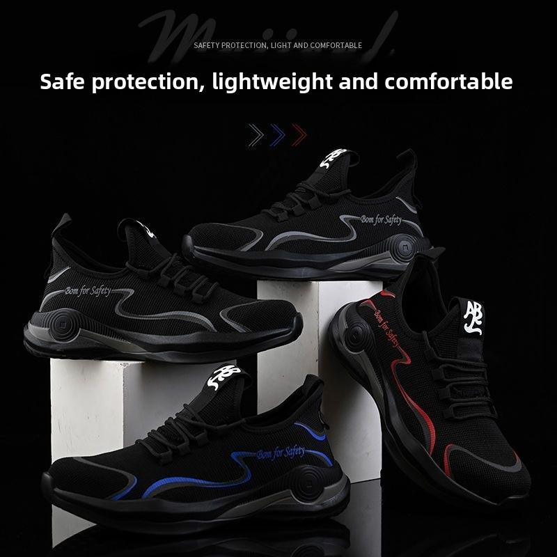 Men's Safety Shoes Steel Toe Men's Sneakers Anti-smash Anti-puncture Working Footwears Breathe Slip-Resistant Boots Waterproof