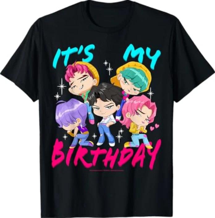 Kpop Demon Hunters Its My Birthday Saja Boys Group Shot Tshirt S