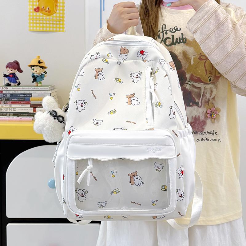 Schoolbag New Cartoon Puppy Printed Backpack Junior High School Schoolbag Ins Niche High Value Backpack