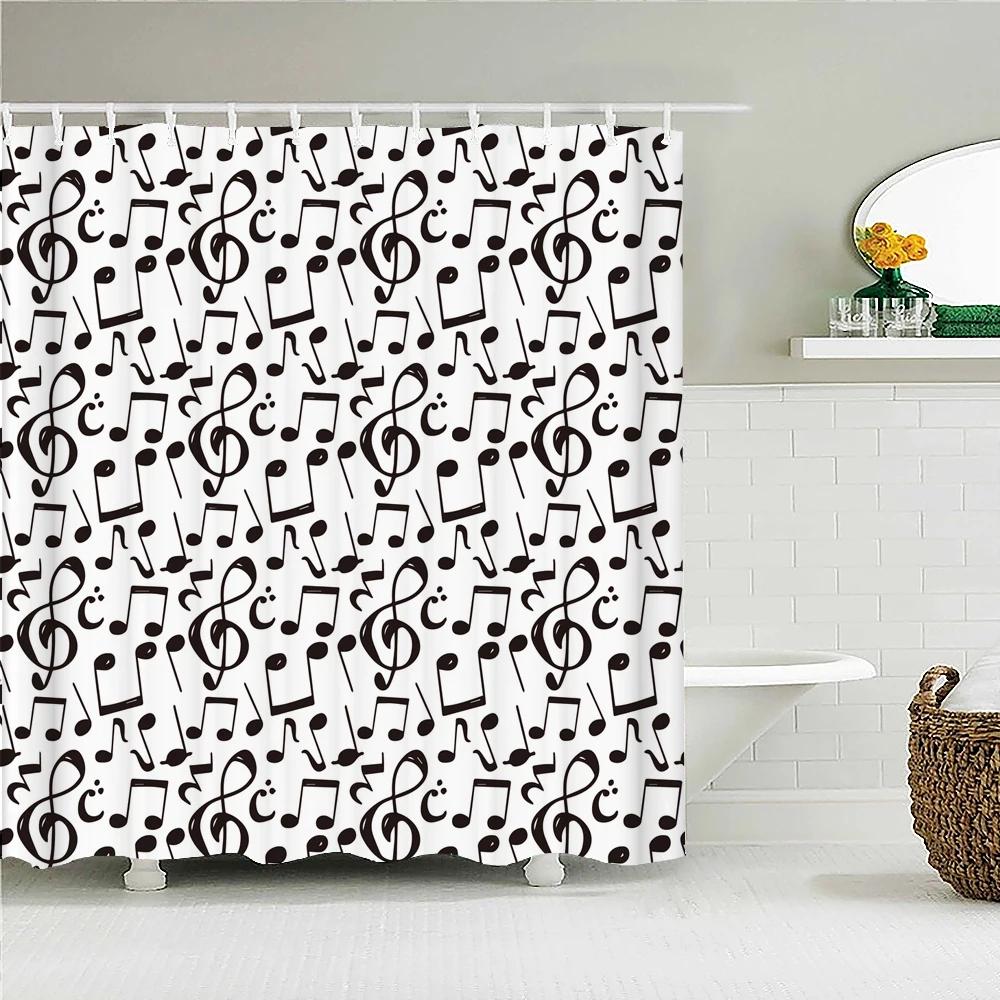 Music Rock Guitar Shower Curtains Modern Bathroom Curtains 3d Printed Decoration Waterproof Cloth with Hooks Bath Curtain
