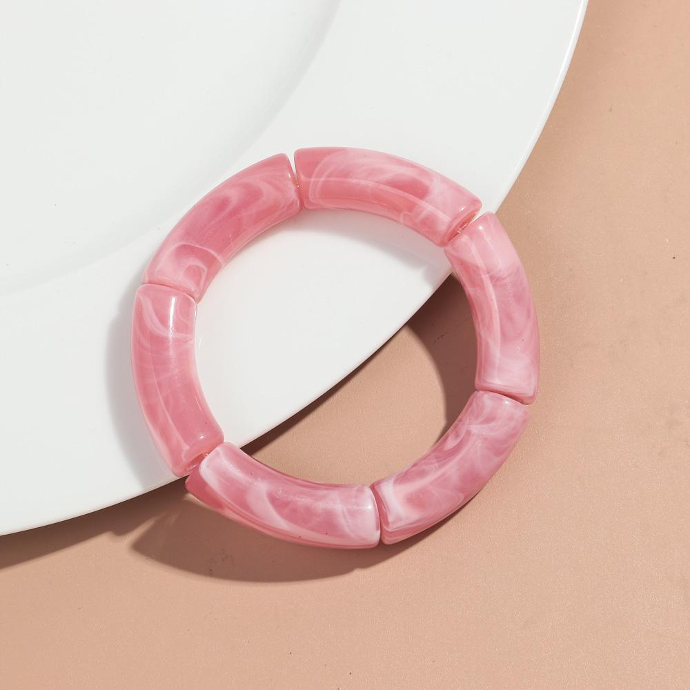 Retro Acrylic Chunky Bamboo Curved Tube Bracelets for Women Boho Mixed Color Resin Stretchy Stack Bangles Trendy Jewelry Gifts