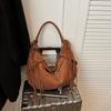 Womens Faux Suede Shoulder Bag Winter Retro Hobo Bag Luxury Designer Tassel New Trend Handbags Dumpling Bag Outdoor Work Handbag