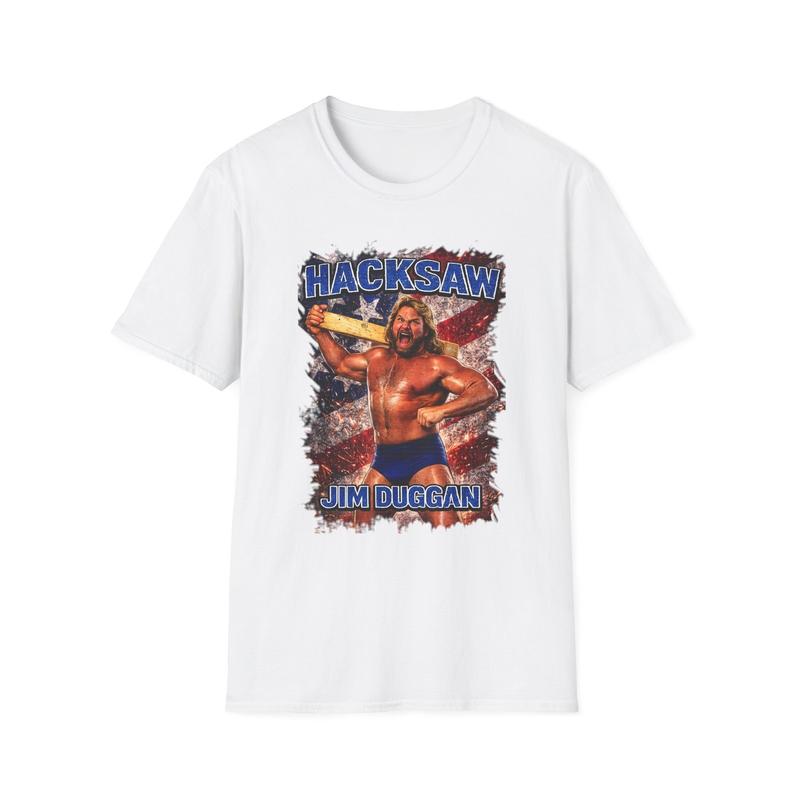 Hacksaw Jim Duggan wrestling graphic Unisex T-Shirt| Retro patriotic design S