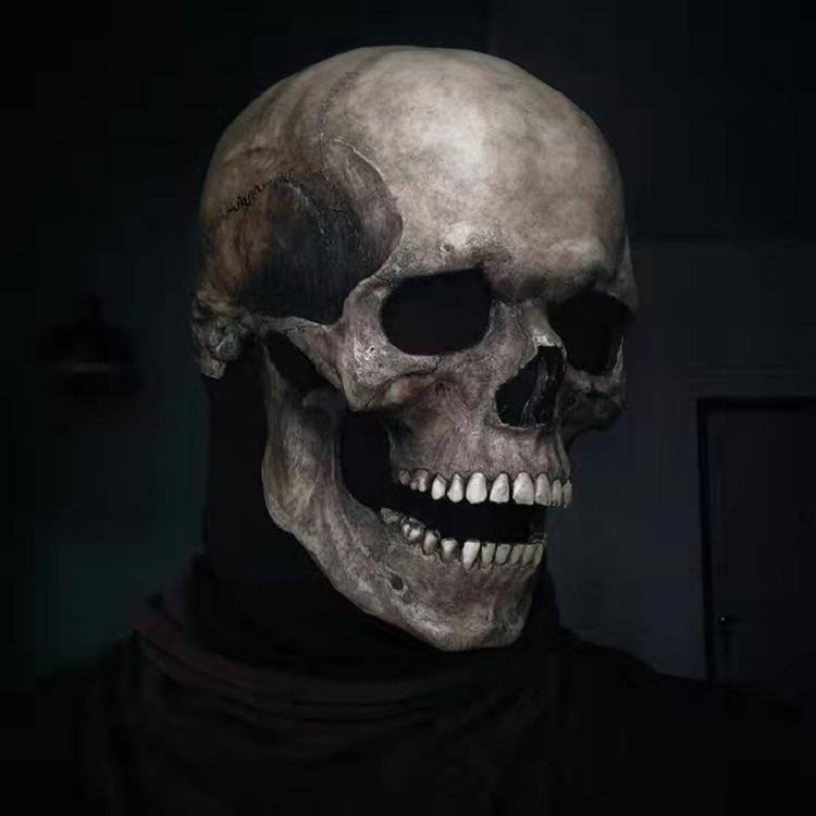 Skull Latex Mask with Glowing Eyes
