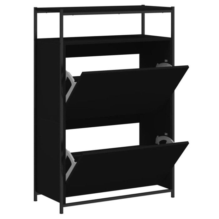 VidaXL Shoe Cabinet Black 75x34x112 Cm Engineered Wood 840034