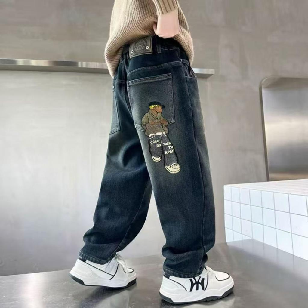 Boys' Autumn & Winter Fleece-Lined Jeans - New Collection for Older Kids