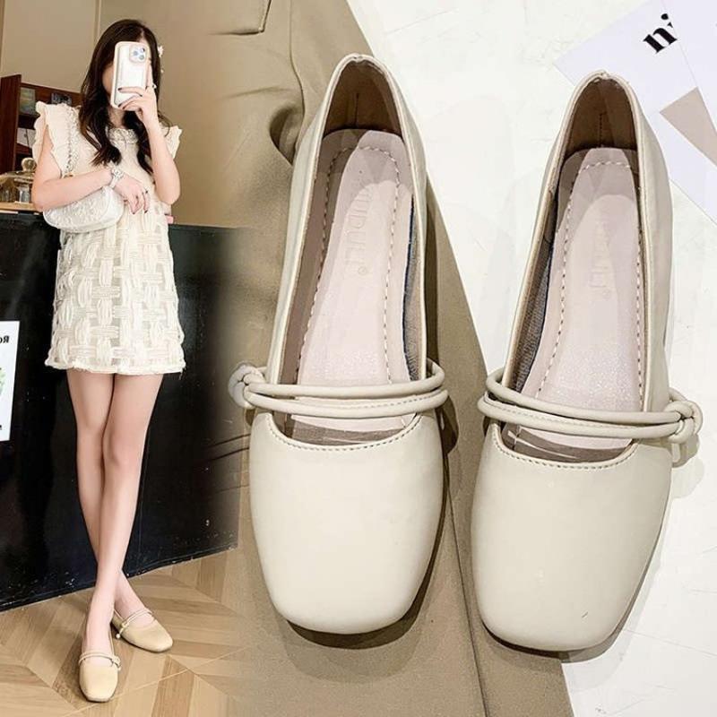 2025 New Spring and Autumn Evening Evening Breeze Gentle Flat-bottomed Grandma Laden Shoes Mary Jane Fairy with Skirt Small Leather Single Shoes Girl