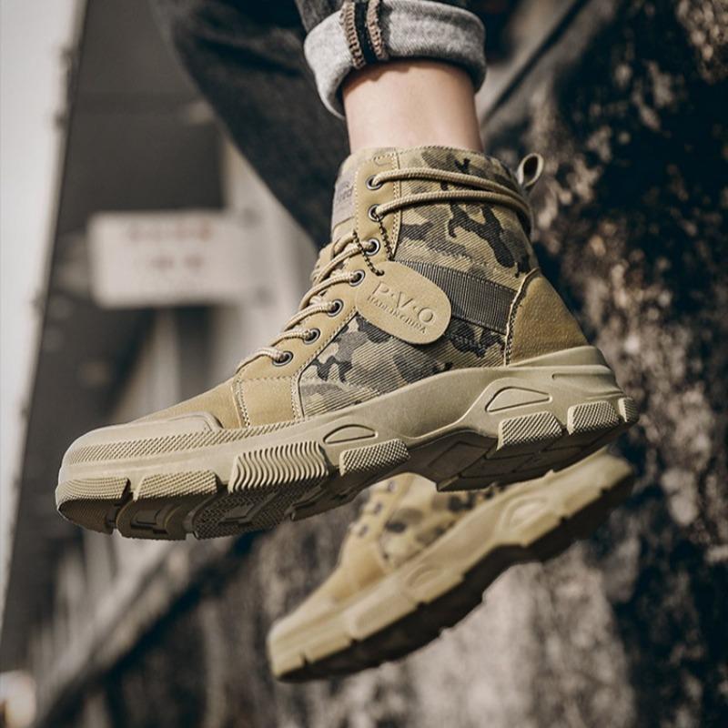 Fashion Shoes for Mans Camouflage High-top Platform Sport Boots Outdoor Hiking Non-slip Wear-resistant Fad Men's Shoes Zapatillas Hombre