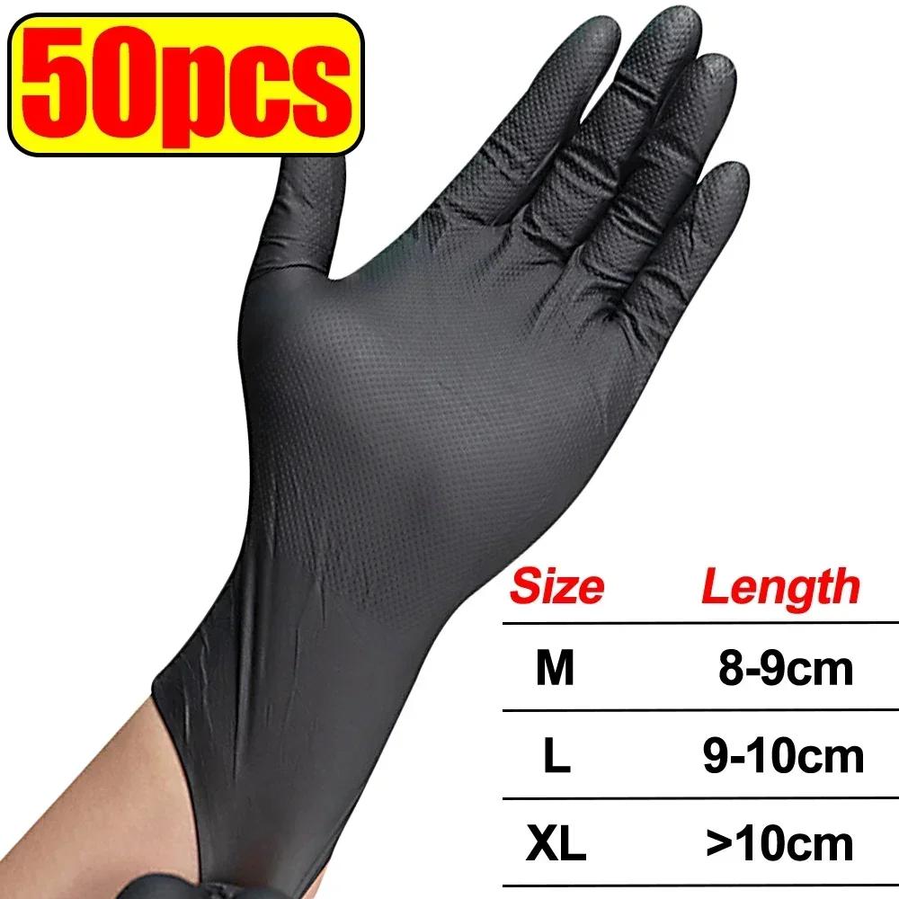 Black Nitrile Gloves Disposable Non-Sterile Textured Industrial Work Gloves for Auto Mechanic Beauty Salon Household Cleaning