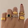 Alloy Ring Set, Gold-plated Octagram Jewelry, Niche Light Luxury Stacked Jewelry Ins Wind Ring
