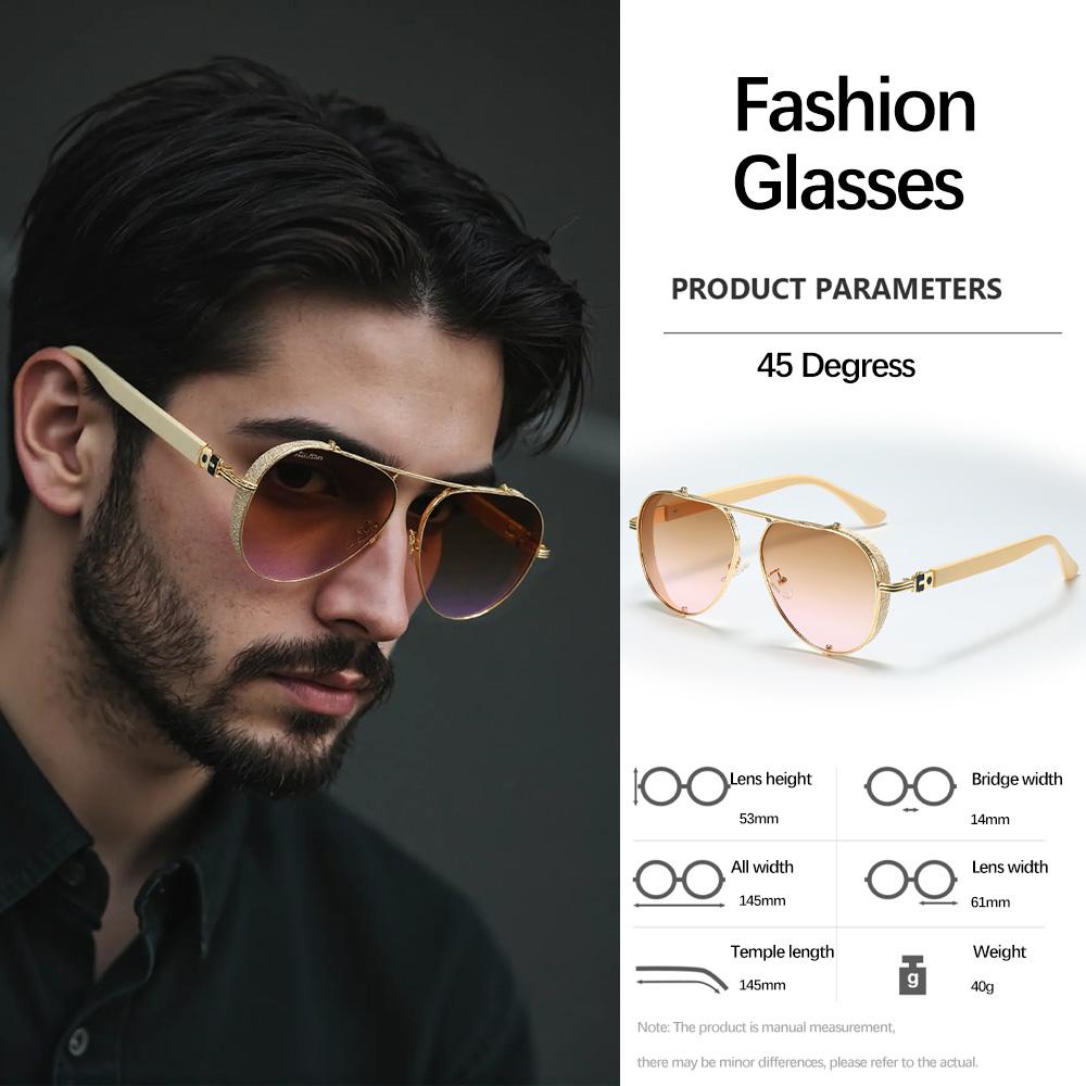 Vintage  Sunglass For Men Retro Glasses Metal Frames Workplace Light Luxury Accessories Men'S Glasses Sunglasses Men
