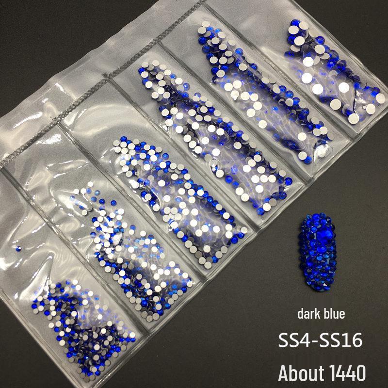 6-Grid Flat-Back Nail Art Rhinestone Set (1440pcs) - Mixed AB & Clear Glass Rhinestones Nail Decorations