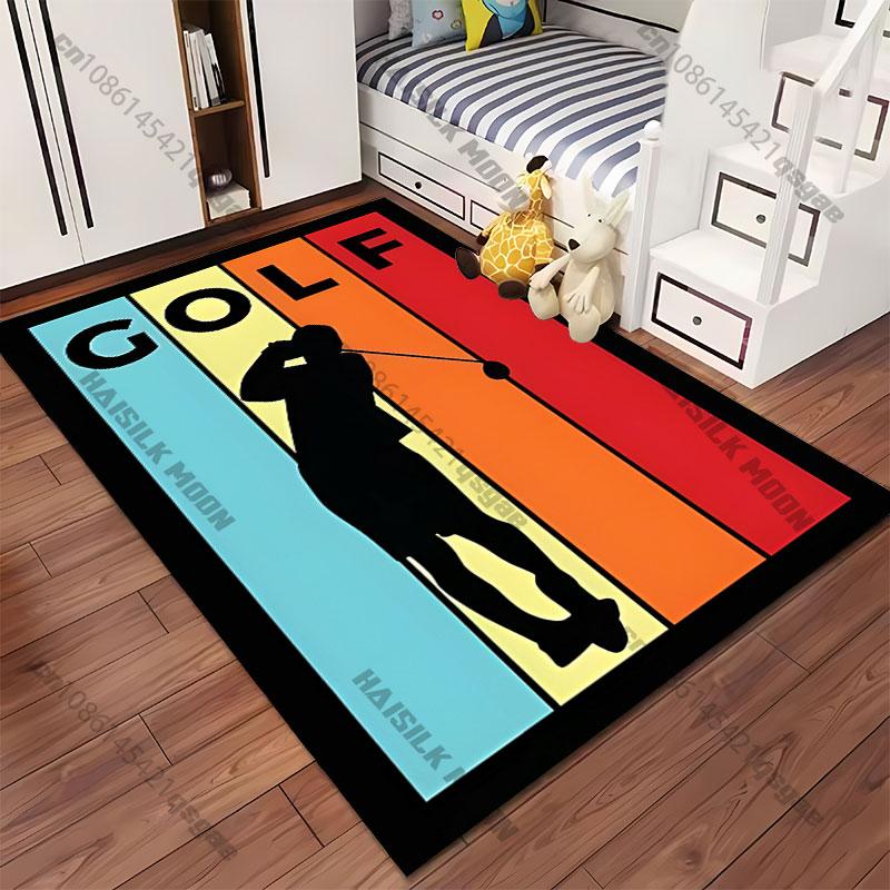 Colorful Golf Silhouette Design Carpet Yoga Living Room Room Decor Children's Crawling Mat Doormat Area Rug Games Mat