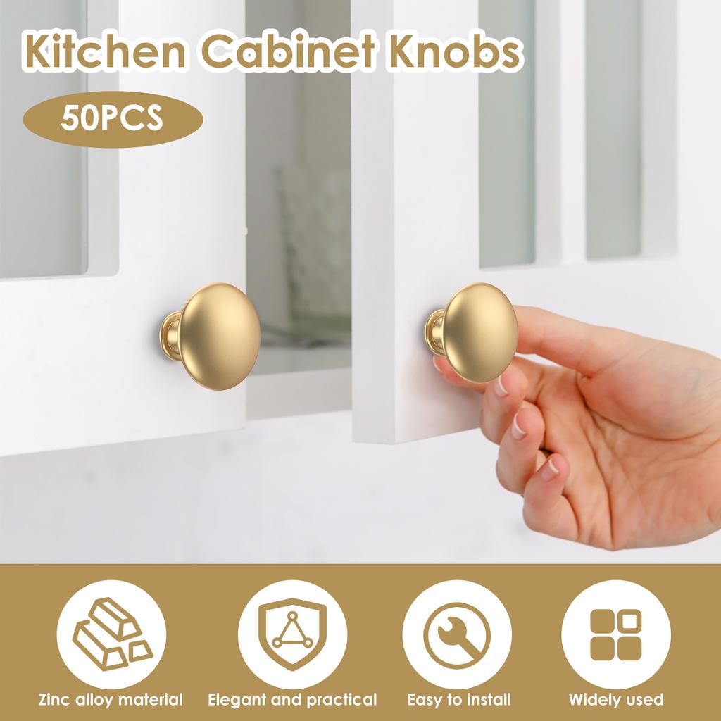 50 Stück Schubladengriff-Set Zinklegierung Schrankgriffe Rostfrei Goldfarbene Kommodengriffe mit Schrauben Dekorative Schubladen-Zuggriffe