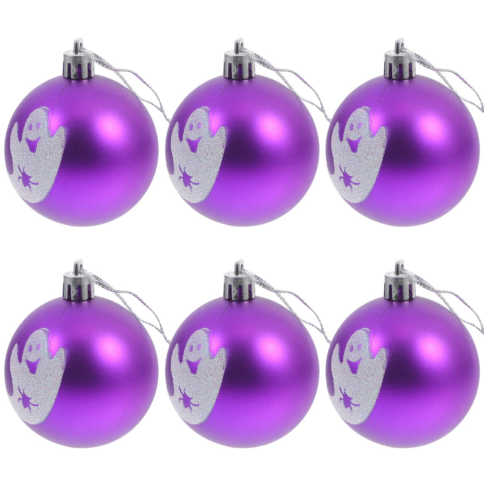 

6pcs Halloween Decoration Plastic Hanging Balls For Party Decor, Halloween Tree Ornaments, Spooky Home Decor, Party Supplies other фіолетовий
