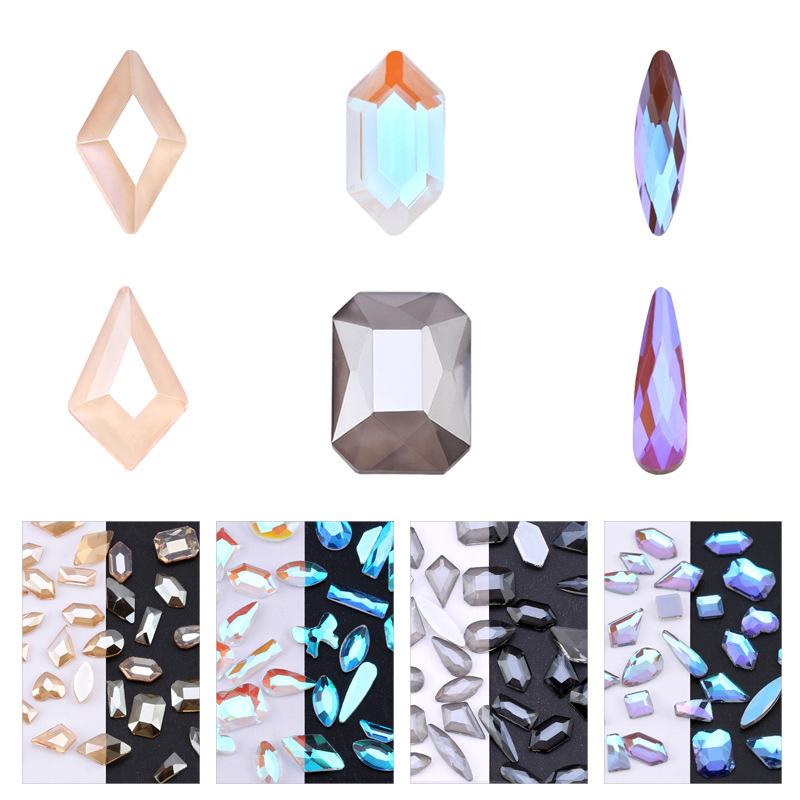 Elektrokaplama Aurora Ab Tırnak Sanatı Elmas Xiaohongshu Sıcak Elf İnternet Ünlü Düz Tabanlı Özel Şekilli Elmas