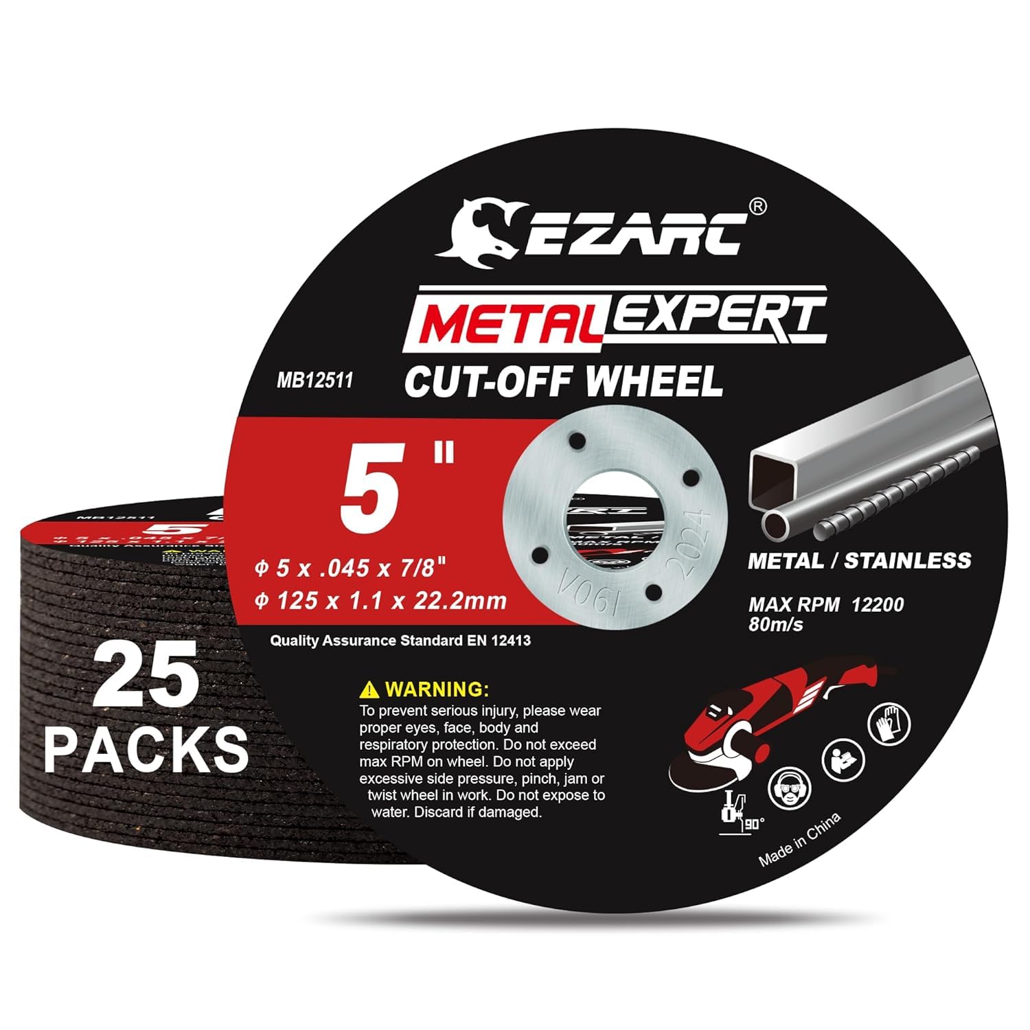 

EZARC Grinder 25 125mm Cutting For Blade, Pieces, Wheel, 1.1mm Ultra-thin, Metalworking, 125x1.1x22mm