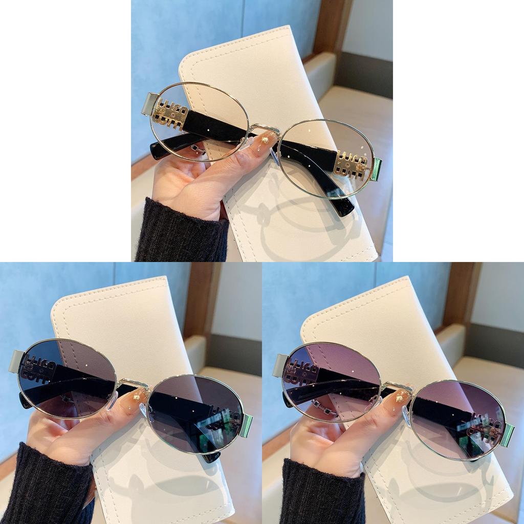 Vintage Metal Oval Sunglasses With Uv400 Protection For Fashionable Men And Women