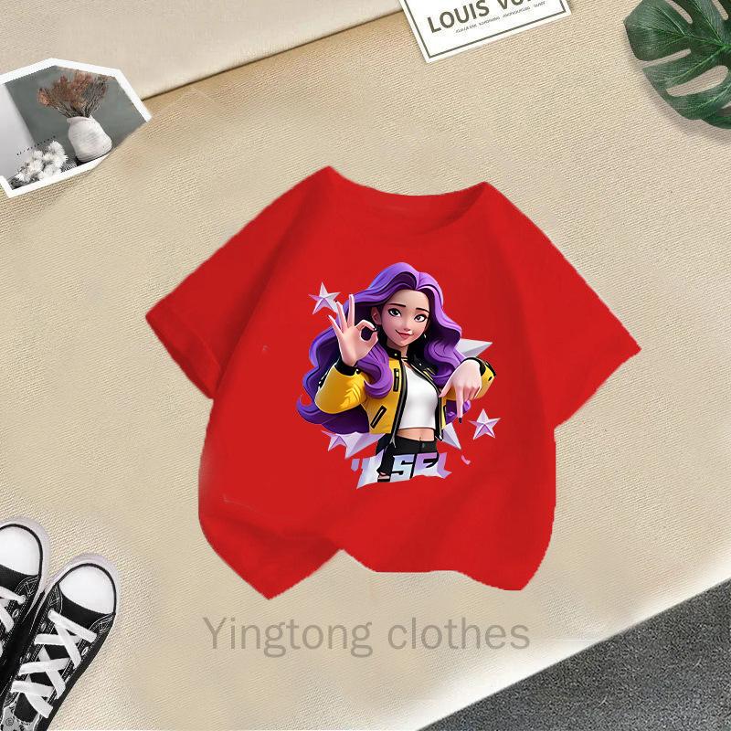 Summer Fashion Girls' Short Sleeved T-shirt Cute Printed Girls' Casual Versatile Top Cross Border
