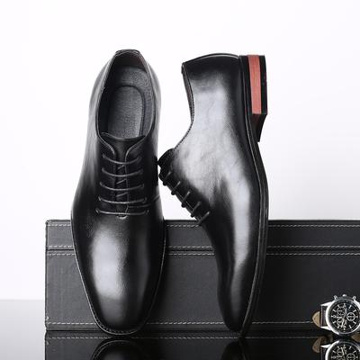 High End Party Dress Shoes Lightweight Men's Casual Leather Walking Shoes Lace-Up Wedding Pointed Toe Shoes