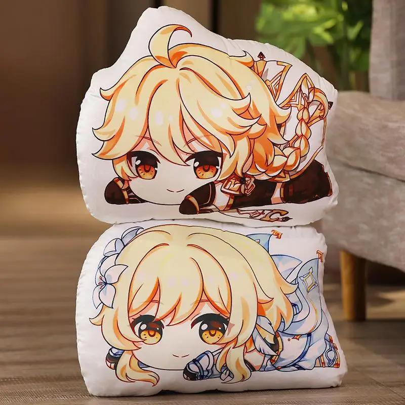 Genshin Impact Plush Pillow Anime Plushie Sofa Cushion Paimon Amber Lumine Keqing Klee Barbara Cartoon Stuffed Toy Birthday Gift