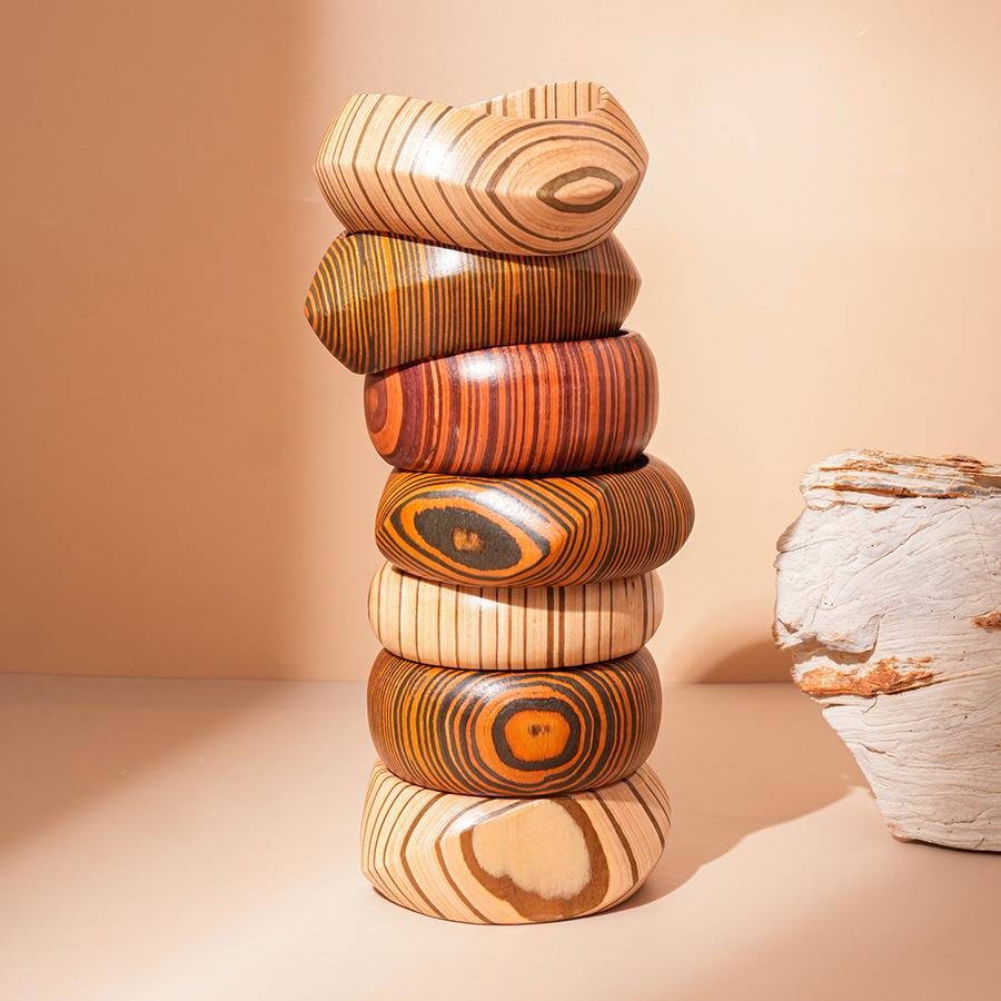 New Chinese wood rivet geometric texture bracelet simple niche personalized bracelet jewelry