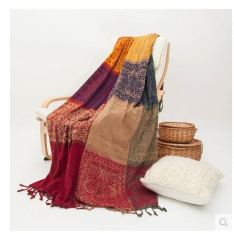 New Mediterranean Nepali Shawl Blanket Sofa Towel Cover Blanket Bed Blanket Bay Window Mat Chenille Jacquard Blanket