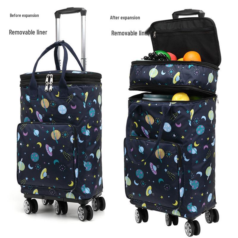 Carrello della spesa pieghevole leggero con manico telescopico e ruote universali per generi alimentari e campeggio