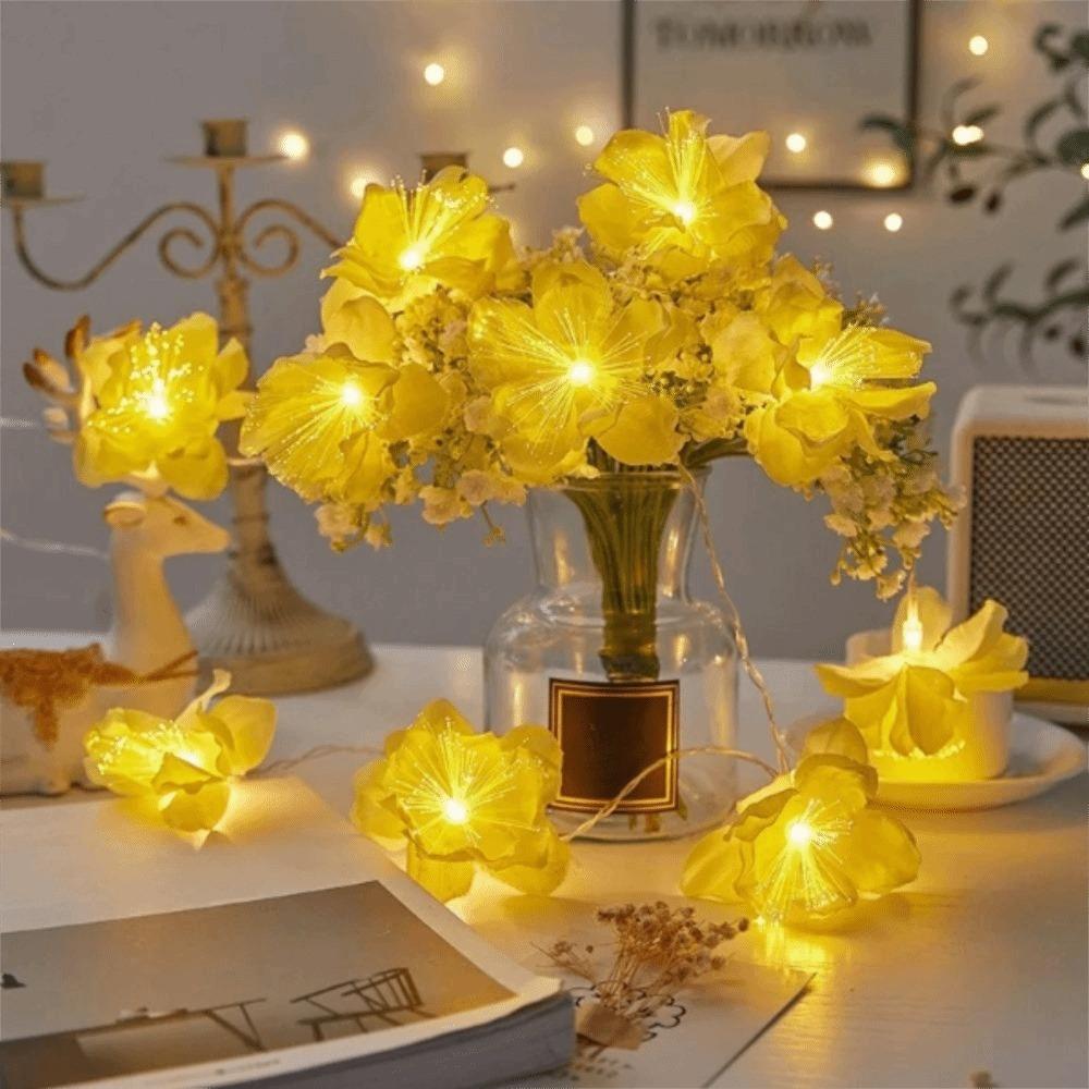 Fiber Optic LED Optic Fairy Light Simulation Lantern Strings Christmas Decoration Atmosphere Lights Artificial Flowers for 3V