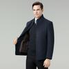 Manteau réversible en cachemire pour homme avec doublure amovible en duvet et col montant pour le bureau, Automne/Hiver.