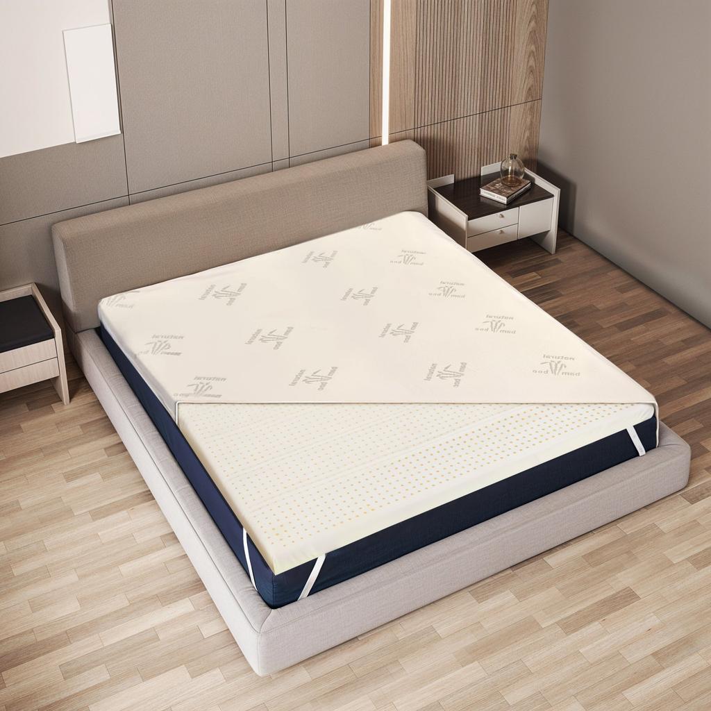The White Stone Surmatelas en Latex Naturel, Déhoussable 5 cm | Tissu en Bambou Respirant et Hypoallergénique | Élastiques aux Coins 