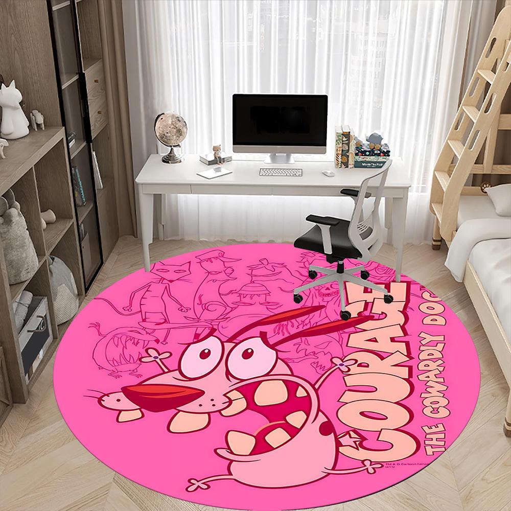 1pc Courage Dog Office Round Area Rug, Under Office Chairs Bedroom Living Room Home Decor, Room Decoa1016077