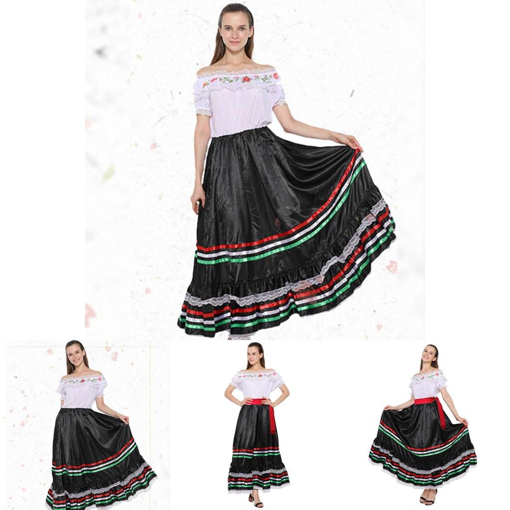 Folkinspired Girl Dress With Ruffle And Lace Elements For Halloween And Stage Dress Up